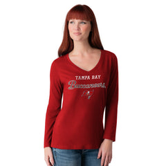 Tampa Bay Buccaneers G-III 4Her by Carl Banks Women's Post Season Long Sleeve V-Neck T-Shirt Red | NFL