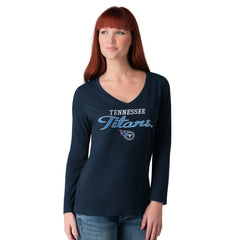 Tennessee Titans G-III 4Her by Carl Banks Women's Post Season Long Sleeve V-Neck T-Shirt Navy | NFL