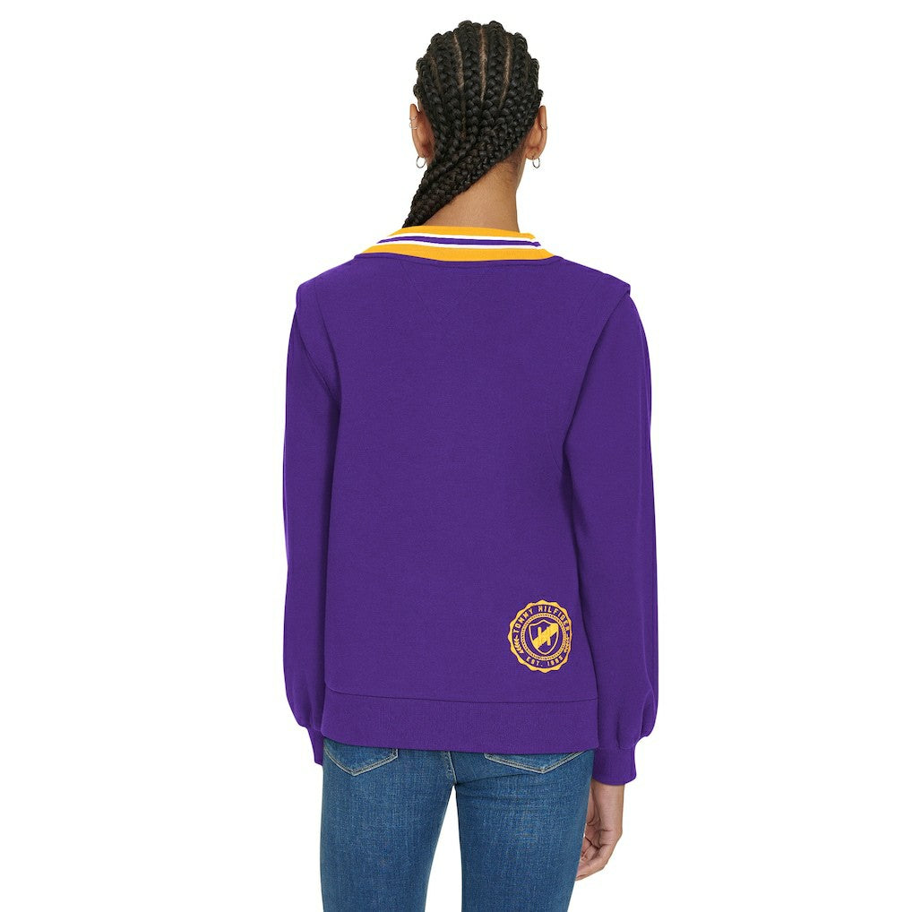 Minnesota Vikings Tommy Hilfiger Women's Alice V-Neck Pullover Sweatshirt Purple | NFL