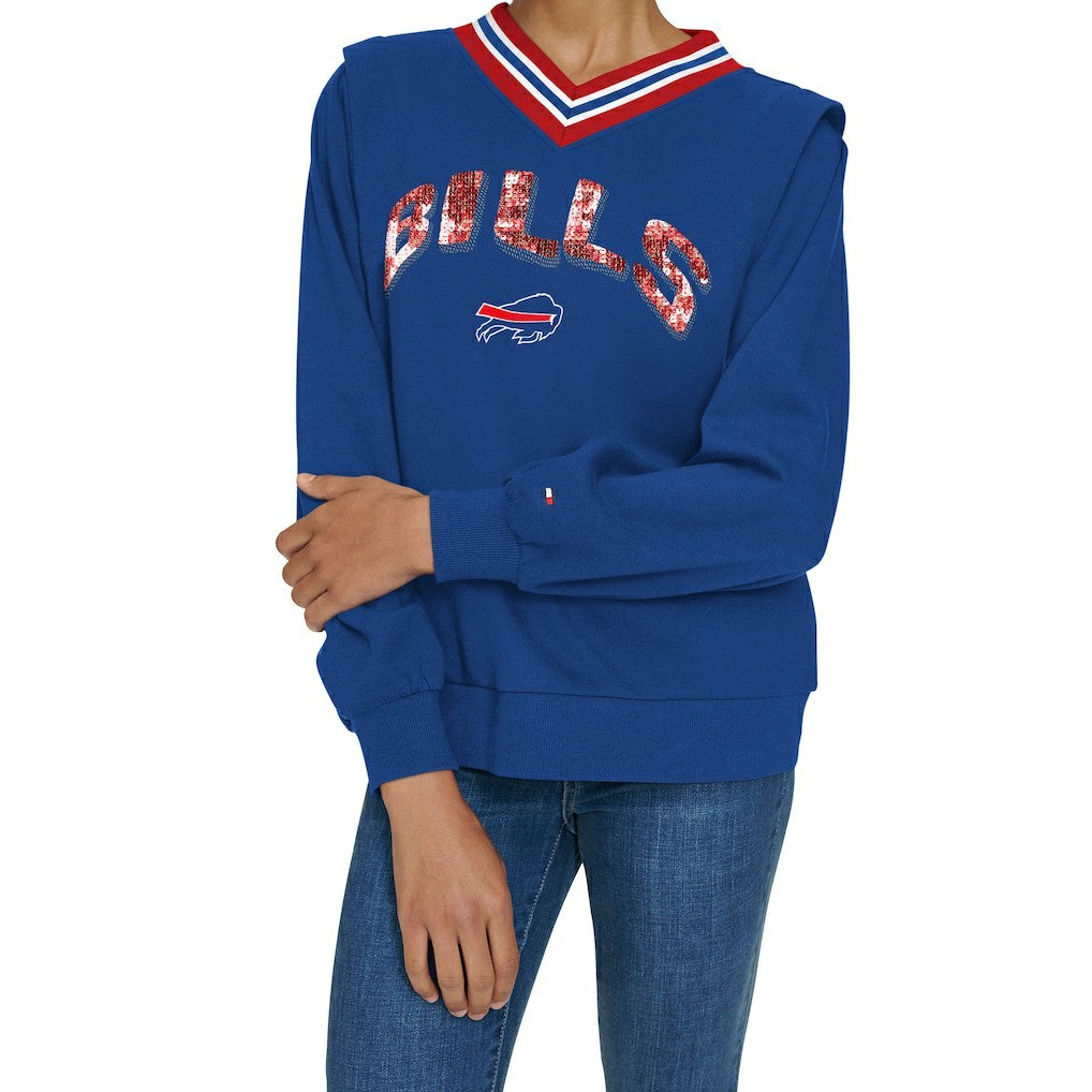 Buffalo Bills Tommy Hilfiger Women's Alice V-Neck Pullover Sweatshirt Royal | NFL