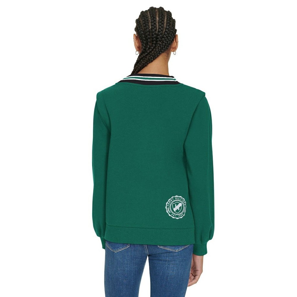 New York Jets Tommy Hilfiger Women's Alice V-Neck Pullover Sweatshirt Green | NFL