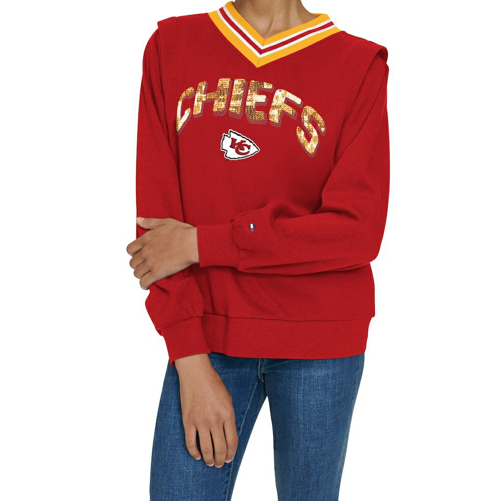 Kansas City Chiefs Tommy Hilfiger Women's Alice V-Neck Pullover Sweatshirt Red | NFL