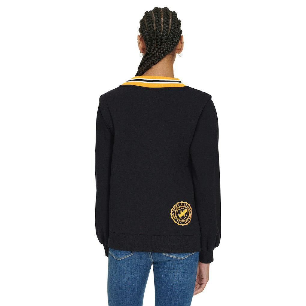 Pittsburgh Steelers Tommy Hilfiger Women's Alice V-Neck Pullover Sweatshirt Black | NFL