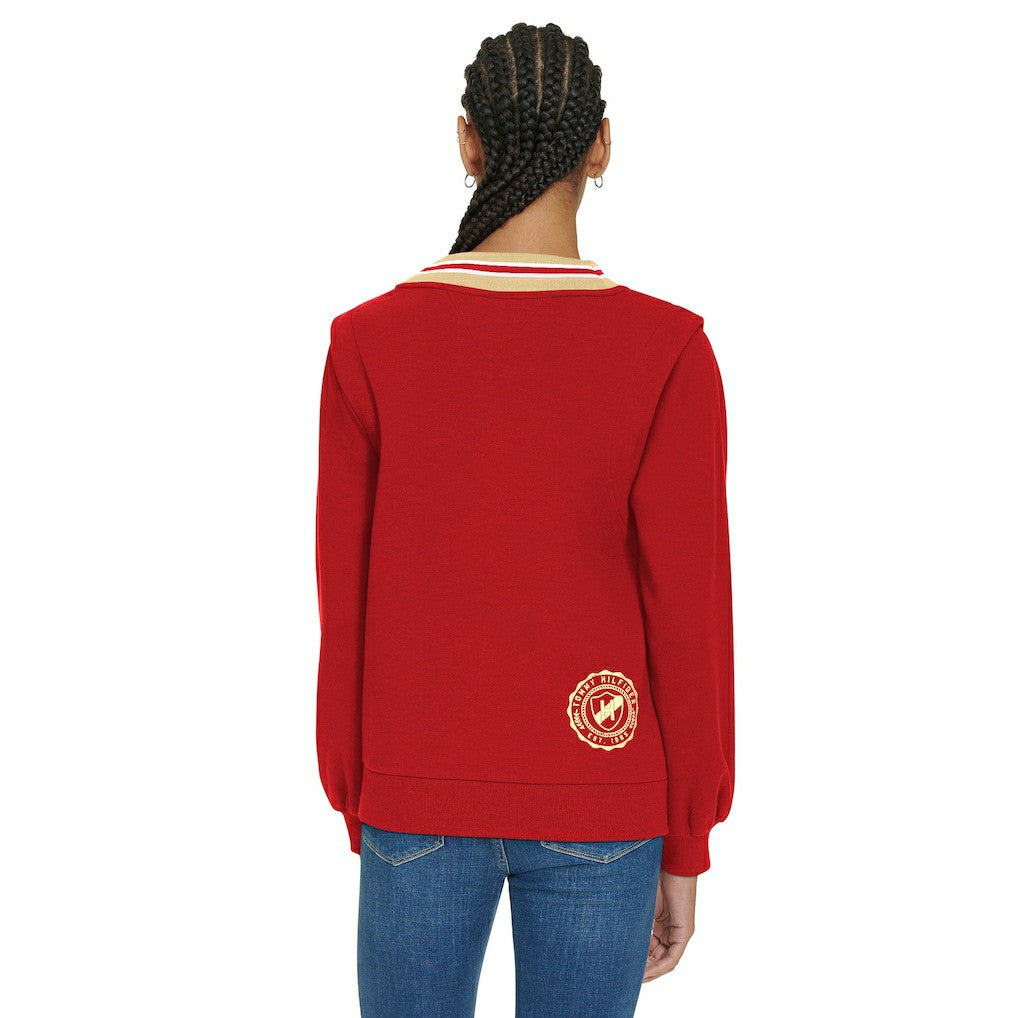 San Francisco 49ers Tommy Hilfiger Women's Alice V-Neck Pullover Sweatshirt Scarlet | NFL