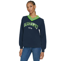 Seattle Seahawks Tommy Hilfiger Women's Alice V-Neck Pullover Sweatshirt Navy | NFL