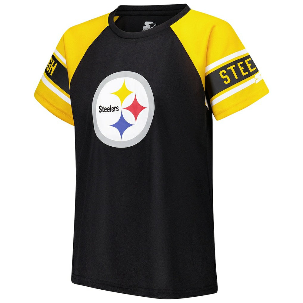 Pittsburgh Steelers Starter Women's 1st Rounder Color Block Raglan Top Black | NFL