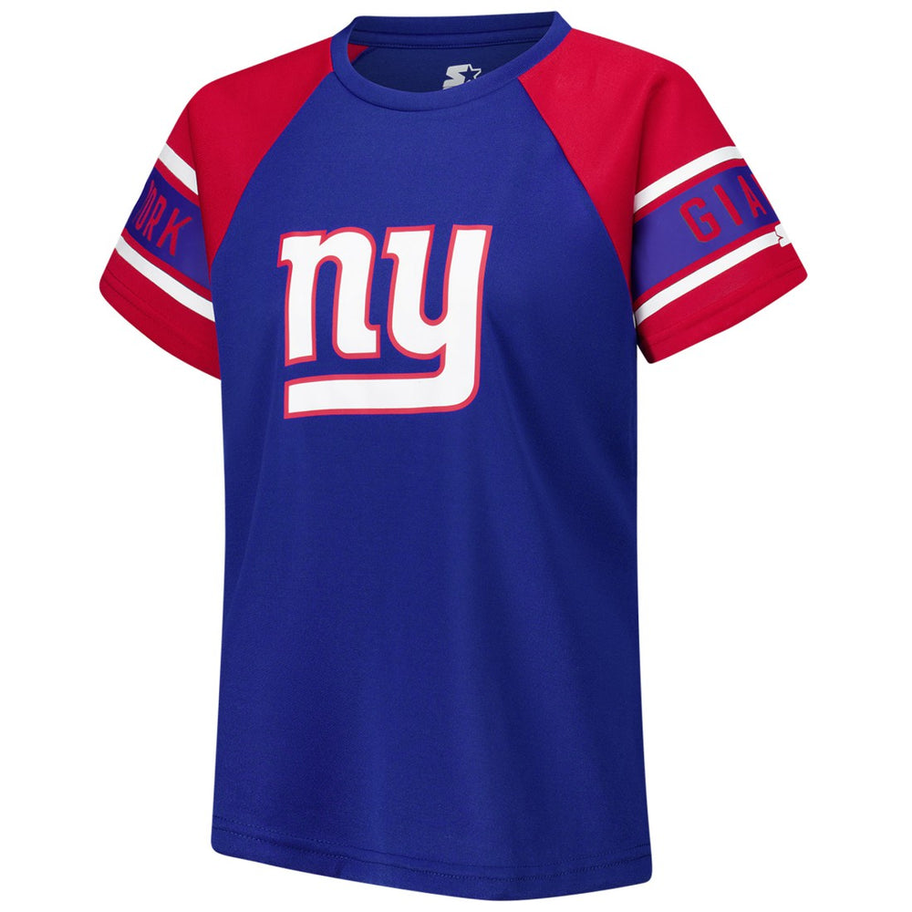 New York Giants Starter Women's 1st Rounder Color Block Raglan Top Royal | NFL