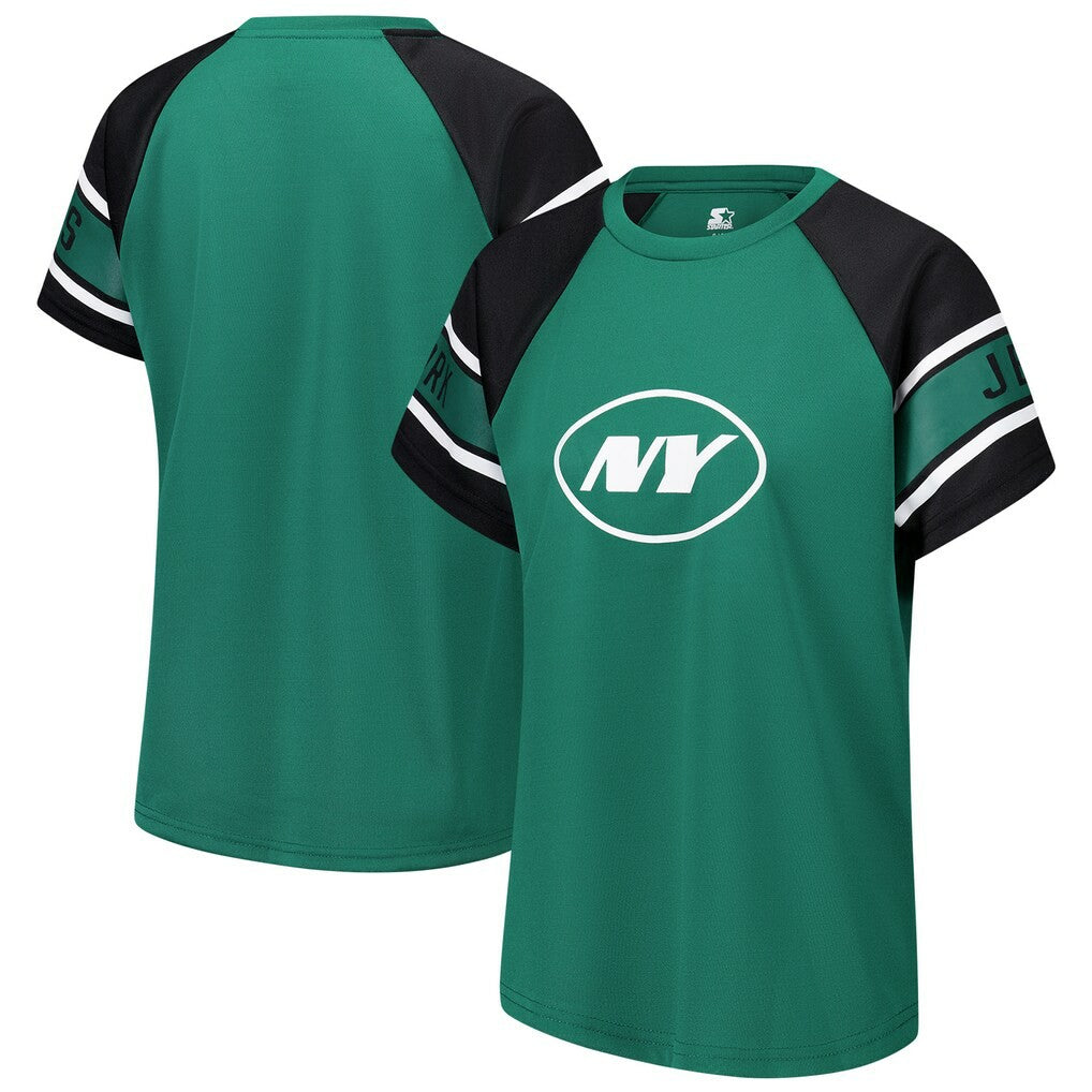 New York Jets Starter Women's 1st Rounder Color Block Raglan Top Green | NFL