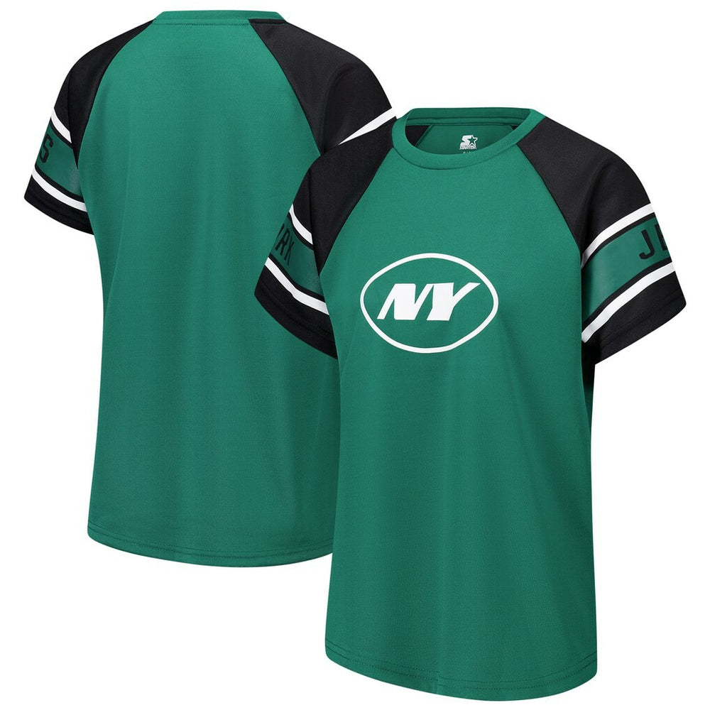 New York Jets Starter Women's 1st Rounder Color Block Raglan Top Green | NFL
