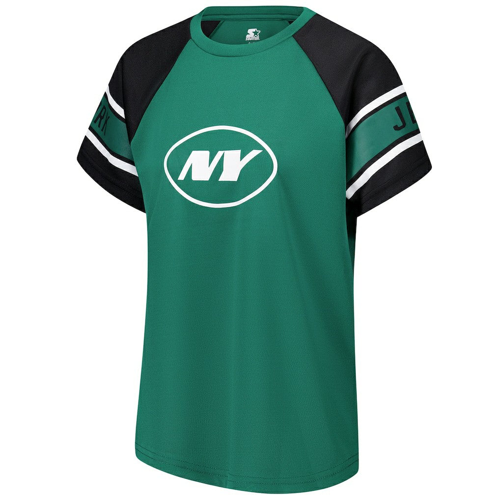 New York Jets Starter Women's 1st Rounder Color Block Raglan Top Green | NFL