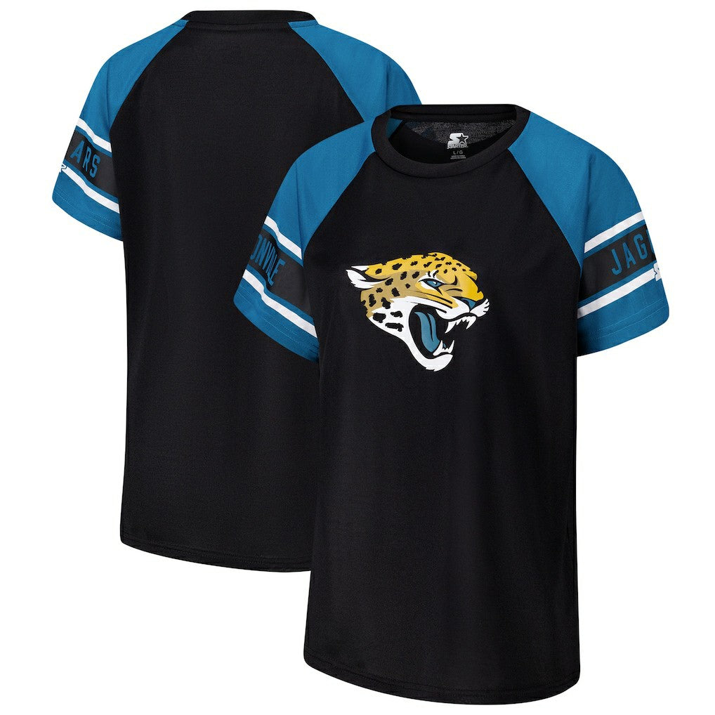 Jacksonville Jaguars Starter Women's 1st Rounder Color Block Raglan Top Black | NFL