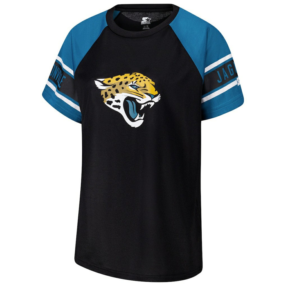 Jacksonville Jaguars Starter Women's 1st Rounder Color Block Raglan Top Black | NFL