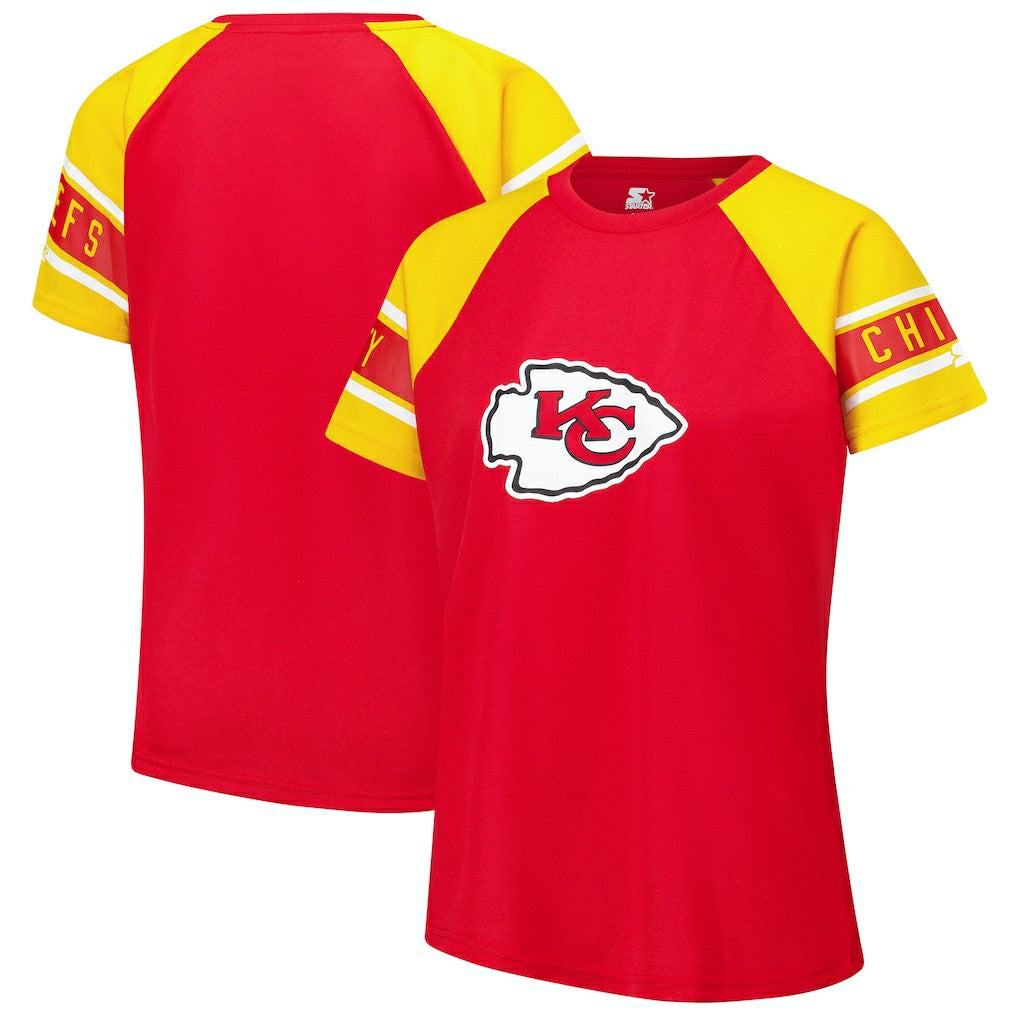 Kansas City Chiefs Starter Women's 1st Rounder Color Block Raglan Top Red | NFL