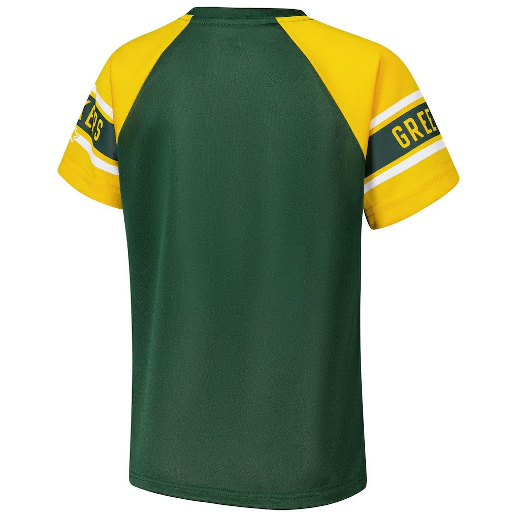 Green Bay Packers Starter Women's 1st Rounder Color Block Raglan Top Green | NFL