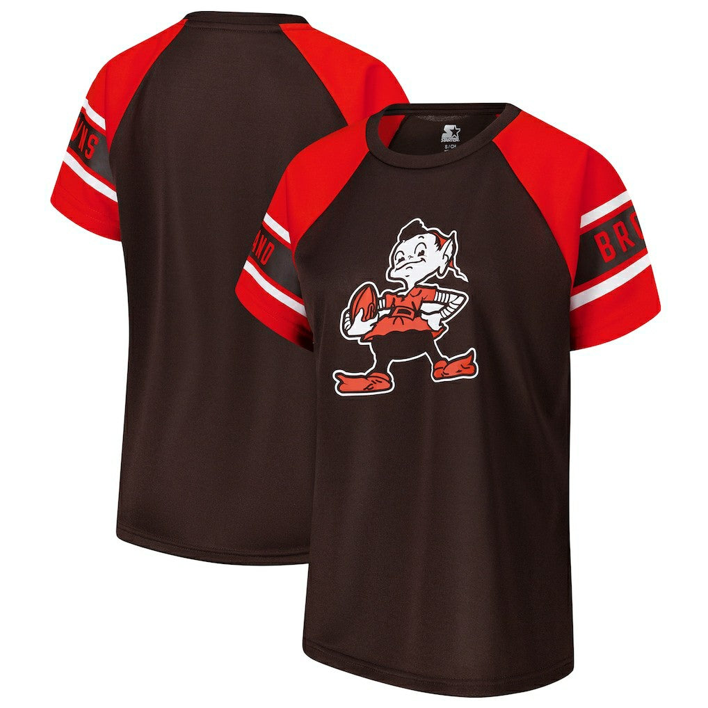Cleveland Browns Starter Women's 1st Rounder Color Block Raglan Top Brown | NFL