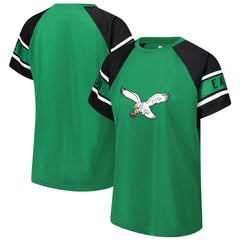 Philadelphia Eagles Starter Women's 1st Rounder Color Block Raglan Top Kelly Green | NFL