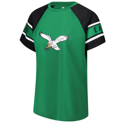 Philadelphia Eagles Starter Women's 1st Rounder Color Block Raglan Top Kelly Green | NFL