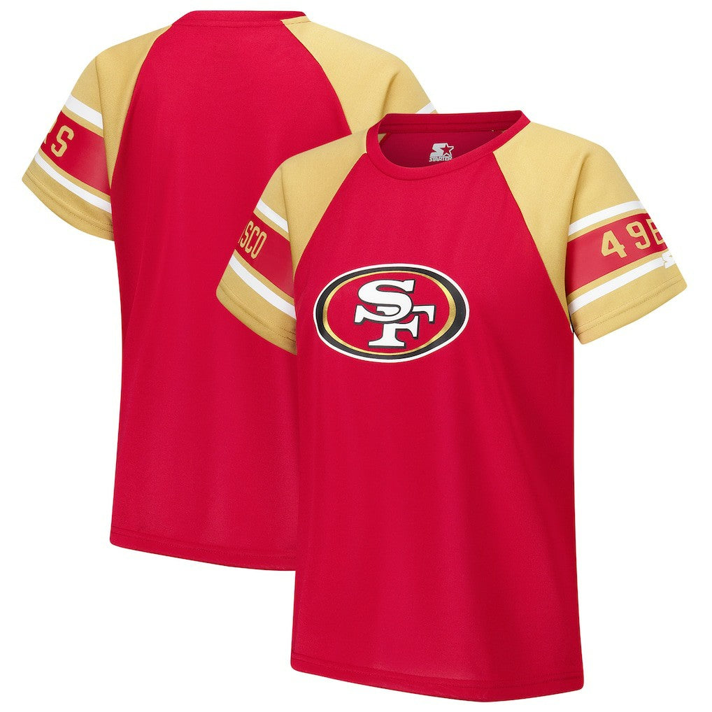 San Francisco 49ers Starter Women's 1st Rounder Color Block Raglan Top Red | NFL