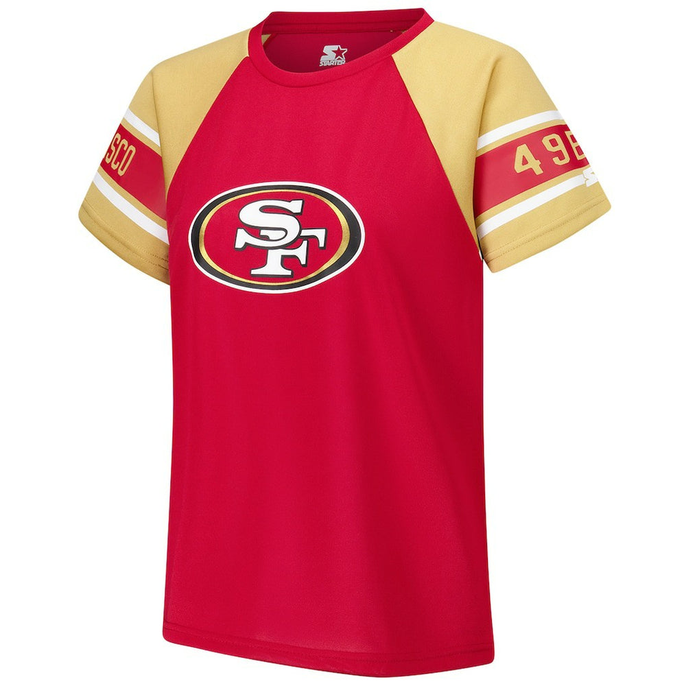 San Francisco 49ers Starter Women's 1st Rounder Color Block Raglan Top Red | NFL