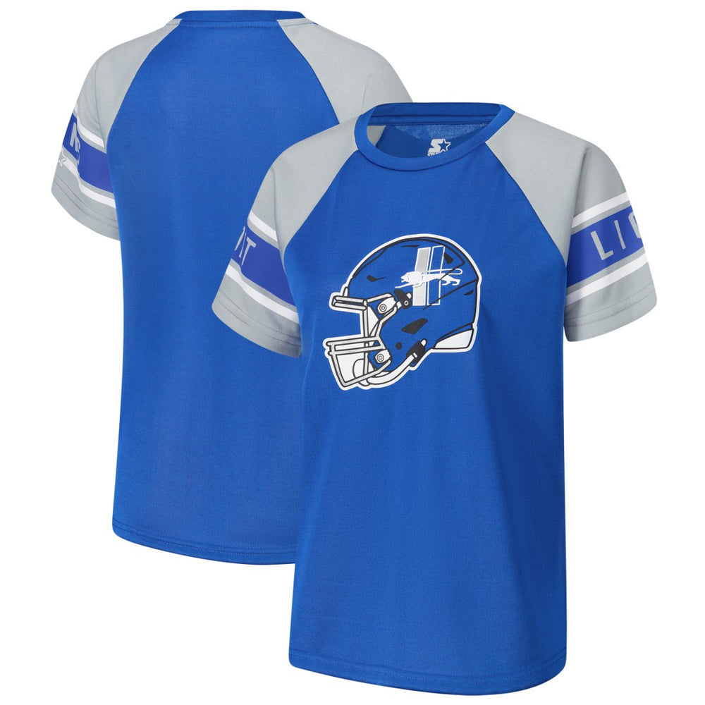Detroit Lions Starter Women's 1st Rounder Color Block Raglan Top Blue | NFL