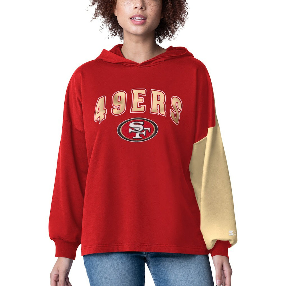 San Francisco 49ers Starter Women's Power Move Long Sleeve Pullover Hoodie Scarlet | NFL