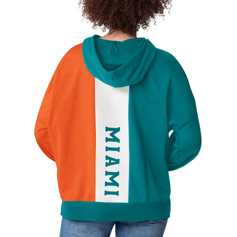 Miami Dolphins Starter Women's Power Move Long Sleeve Pullover Hoodie Aqua | NFL