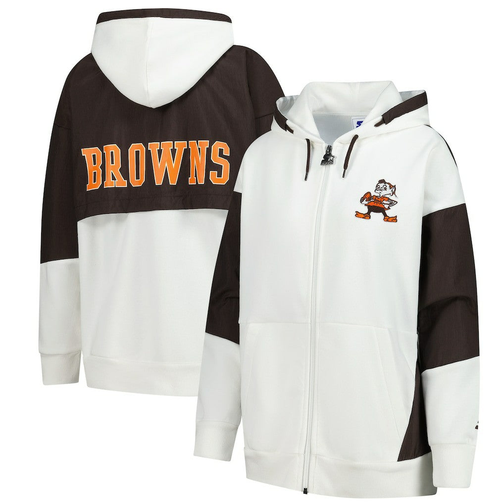 Cleveland Browns Starter Women's Scrimmage Full-Zip Hoodie White | NFL