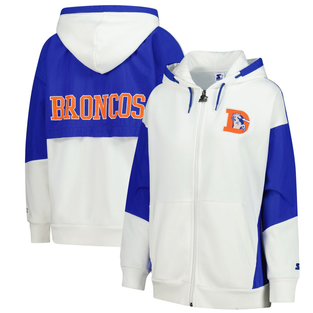 Denver Broncos Starter Women's Scrimmage Full-Zip Hoodie White | NFL