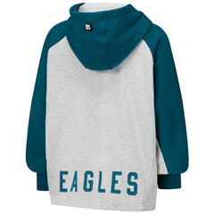Philadelphia Eagles DKNY Sport Women's Joy Cropped Raglan Pullover Hoodie - Gray/Midnight Green | NFL