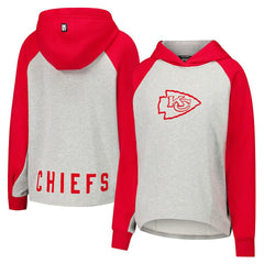 Kansas City Chiefs DKNY Sport Women's Joy Cropped Raglan Pullover Hoodie - Gray/Red | NFL