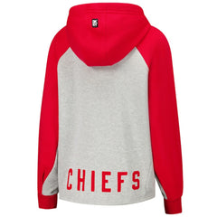 Kansas City Chiefs DKNY Sport Women's Joy Cropped Raglan Pullover Hoodie - Gray/Red | NFL