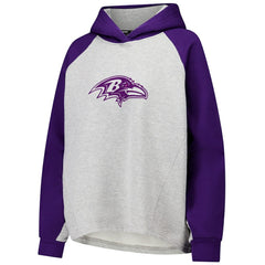 Baltimore Ravens DKNY Sport Women's Joy Cropped Raglan Pullover Hoodie - Gray/Purple | NFL