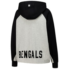Cincinnati Bengals DKNY Sport Women's Joy Cropped Raglan Pullover Hoodie - Gray/Black | NFL
