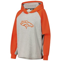 Denver Broncos DKNY Sport Women's Joy Cropped Raglan Pullover Hoodie - Gray/Orange | NFL
