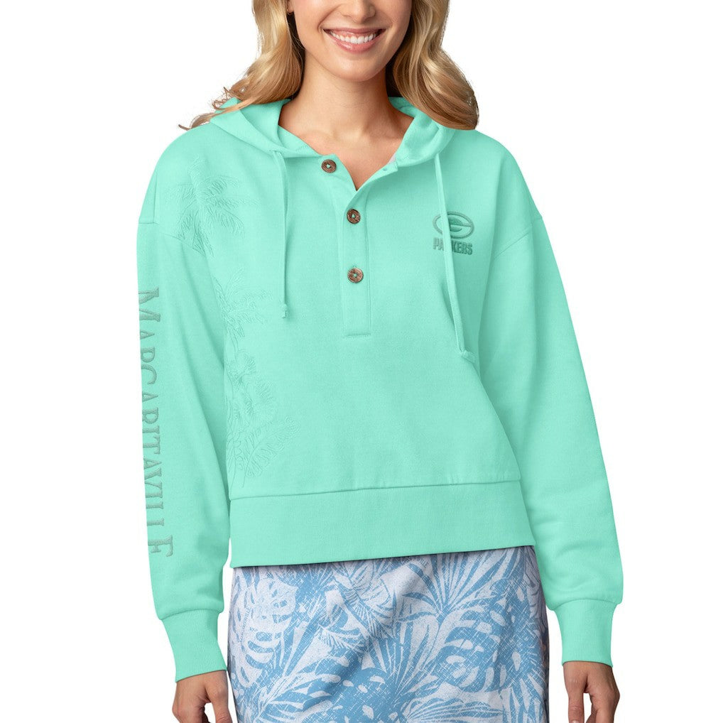 Green Bay Packers Margaritaville Women's Island Dream Solid Pullover Hoodie Mint | NFL