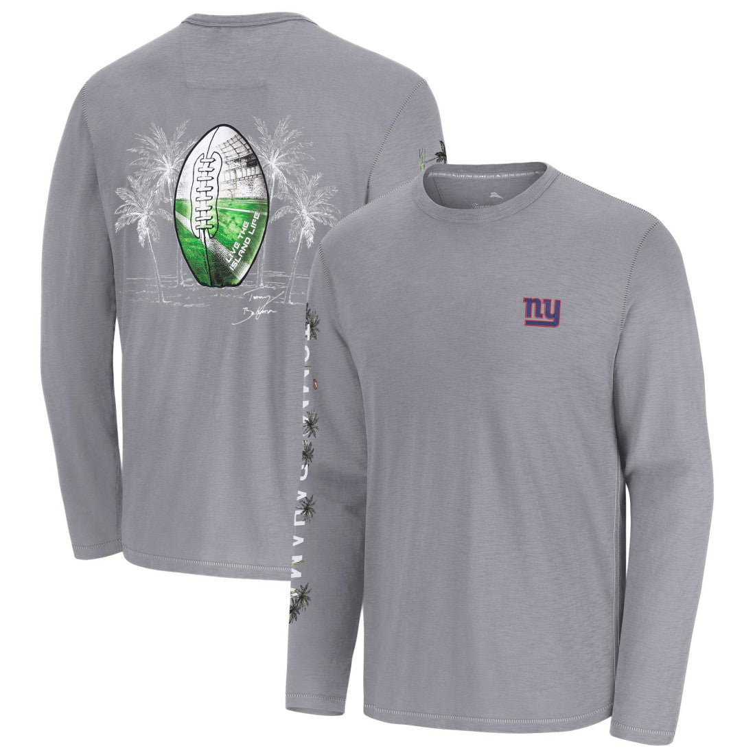 New York Giants Oasis Endzone Lux Long Sleeve T-Shirt Gray | Tommy Bahama