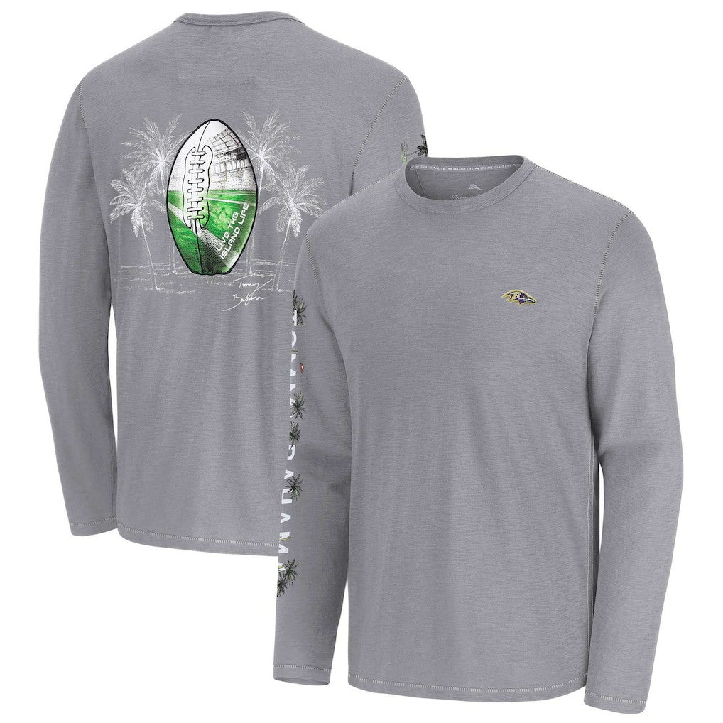 Baltimore Ravens Oasis Endzone Lux Long Sleeve T-Shirt Gray | Tommy Bahama