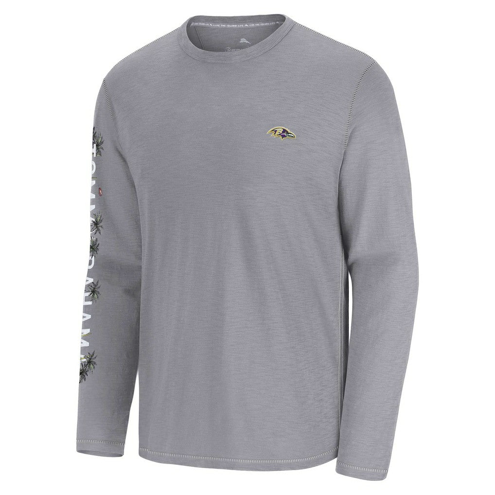 Baltimore Ravens Oasis Endzone Lux Long Sleeve T-Shirt Gray | Tommy Bahama
