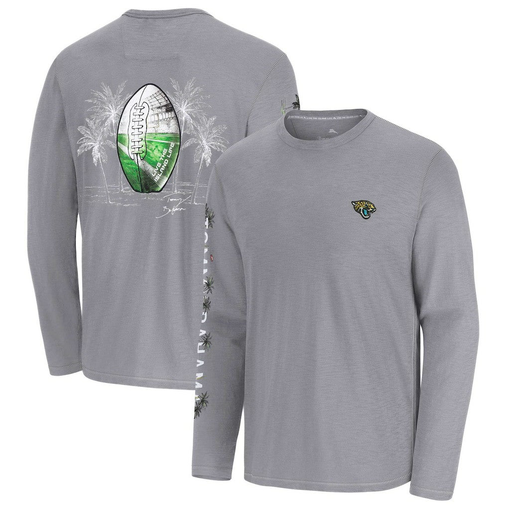 Jacksonville Jaguars Oasis Endzone Lux Long Sleeve T-Shirt Gray | Tommy Bahama