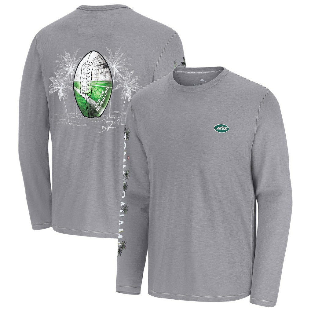 New York Jets Oasis Endzone Lux Long Sleeve T-Shirt Gray | Tommy Bahama