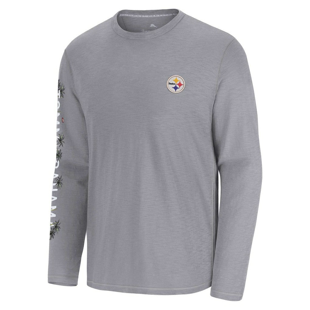 Pittsburgh Steelers Oasis Endzone Lux Long Sleeve T-Shirt Gray | Tommy Bahama