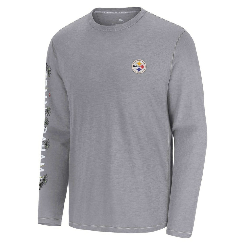 Pittsburgh Steelers Oasis Endzone Lux Long Sleeve T-Shirt Gray | Tommy Bahama