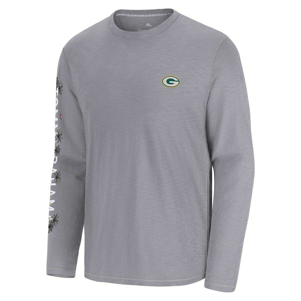 Green Bay Packers Oasis Endzone Lux Long Sleeve T-Shirt Gray | Tommy Bahama