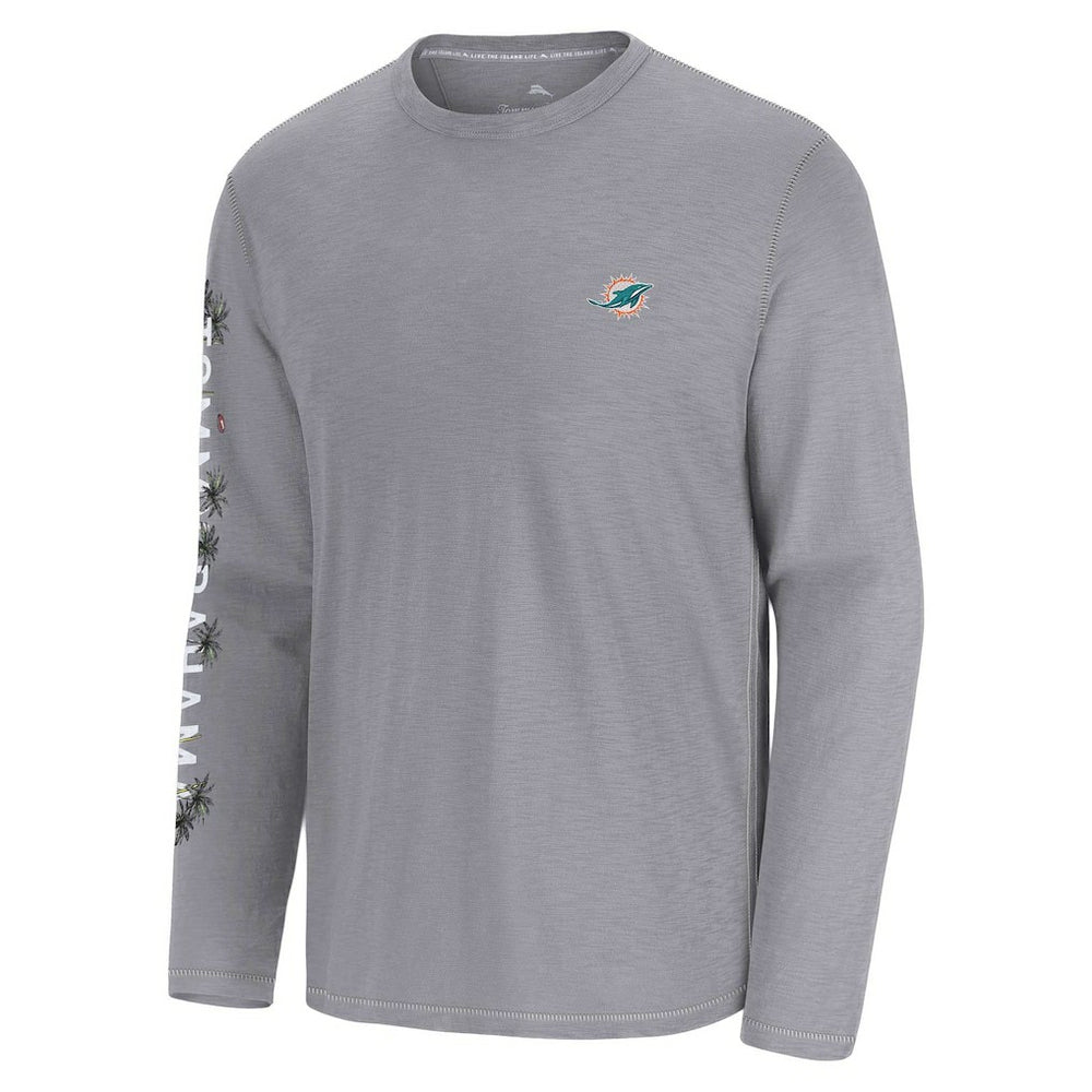 Miami Dolphins Oasis Endzone Lux Long Sleeve T-Shirt Gray | Tommy Bahama