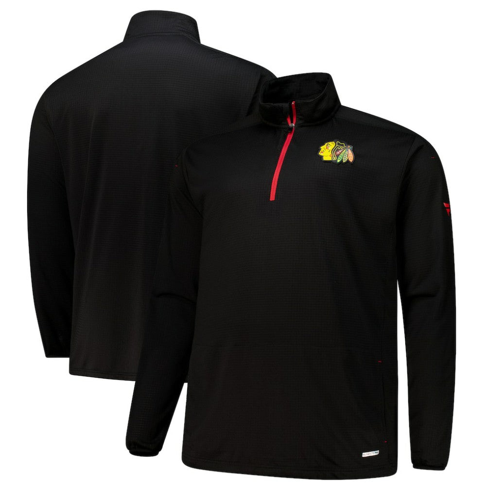 Chicago Blackhawks Fanatics Big & Tall Authentic Pro Quarter-Zip Top - Black - NHL