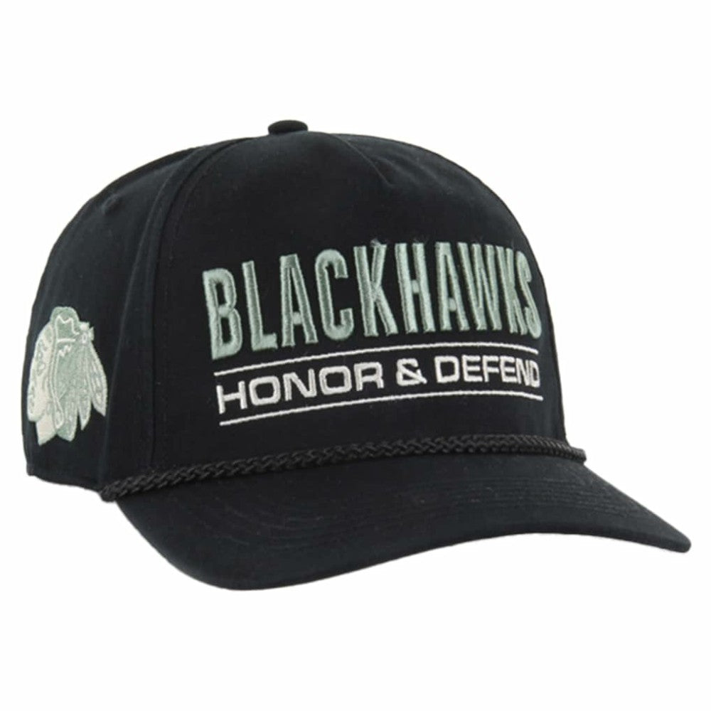 Chicago Blackhawks '47 OHT Military Appreciation Homeland Honor and Defend Hitch Adjustable Hat - Black - NHL