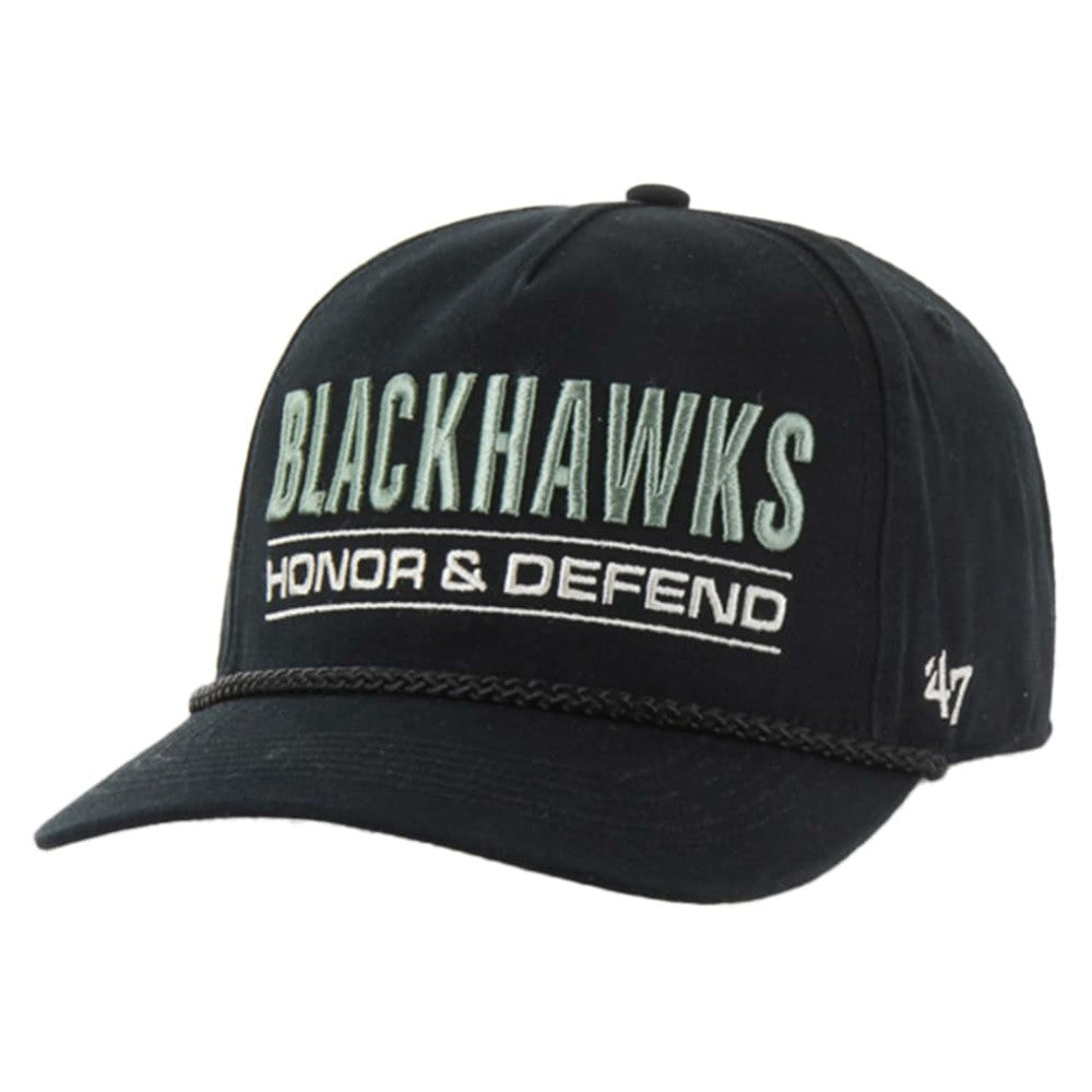 Chicago Blackhawks '47 OHT Military Appreciation Homeland Honor and Defend Hitch Adjustable Hat - Black - NHL