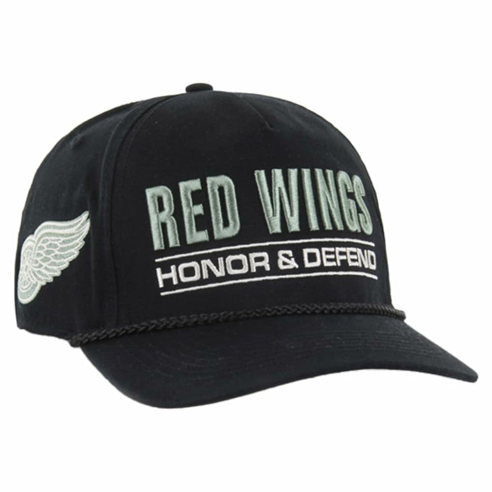 Detroit Red Wings '47 OHT Military Appreciation Homeland Honor and Defend Hitch Adjustable Hat - Black - NHL