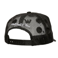 Golden State Warriors Monogram Allover Logo Mesh Trucker Adjustable Hat Black - NBA