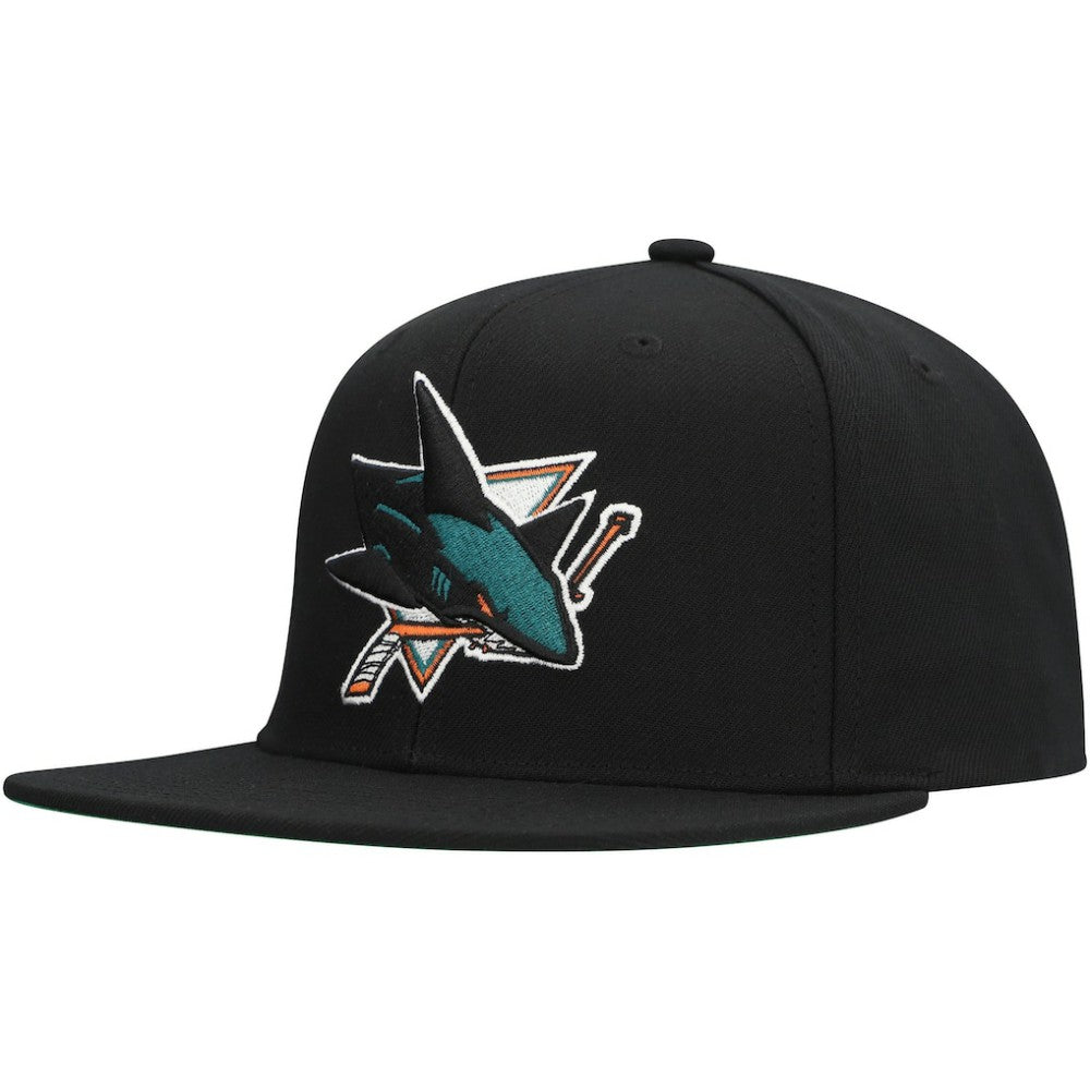 San Jose Sharks Mitchell & Ness Core Top Spot Snapback Hat - Black - NHL